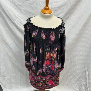 floral strapless mini dress